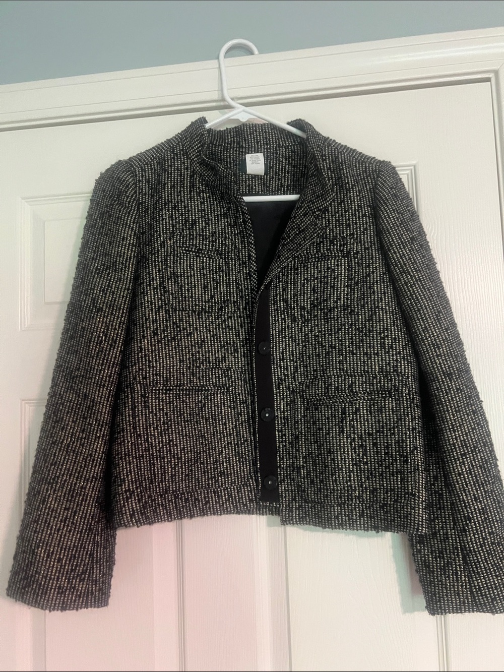 J. Crew Black & White Bouclé Tweed Blazer